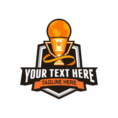 trophy vector mascot logo design with modern illustration concept style for badge, emblem and tshirt printing. trophy badge illustration for sport team.
