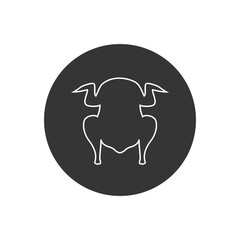 Whole chicken turkey flat vector line icon
