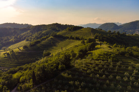 Aerial panorama of Montevecchia beautiful terraces