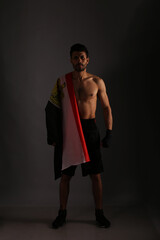 Boxer in boxing gloves with flag of Egypt