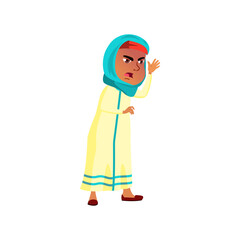 angry muslim girl screaming at classmate on school backyard cartoon vector. angry muslim girl screaming at classmate on school backyard character. isolated flat cartoon illustration