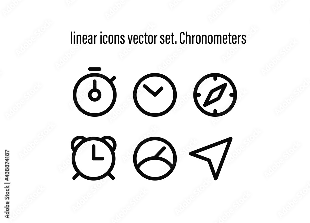 Poster entertainment linear icons vector set. chronometers