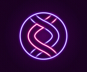 Glowing neon line DNA symbol icon isolated on black background. Genetic engineering, genetics testing, cloning, paternity testing. Colorful outline concept. Vector