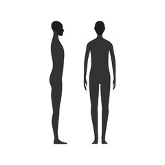 Side and front view silhouette of a gender neutral person with a highlighted skull and chin area.