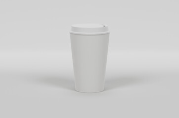 Paper coffee cup on light grey background. Mock up. - 438874134