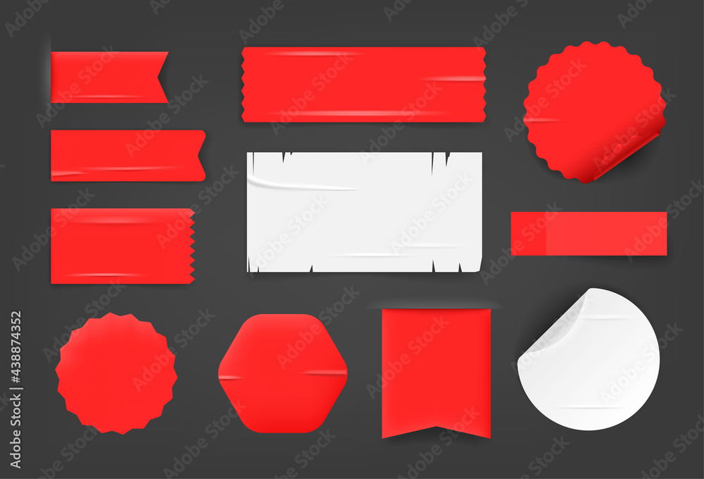 Poster different paper tags ang stickers vector mockups