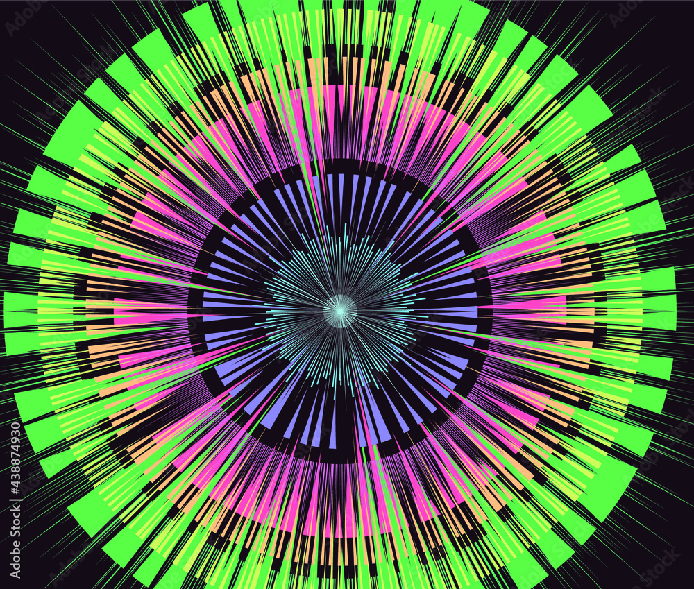 Poster abstract comic book background with speed lines in rainbow colors, motion effect.