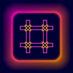 Fototapeta premium Glowing neon line Prison window icon isolated on black background. Colorful outline concept. Vector