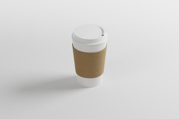Paper coffee cup on light grey background. Mock up. - 438875558