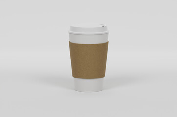 Paper coffee cup on light grey background. Mock up. - 438875572
