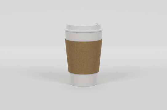 Paper coffee cup on light grey background. Mock up.