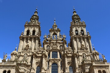 Fototapeta na wymiar Bell towers of the Cathedral of Santiago de Compostela, Galicia, Spain.