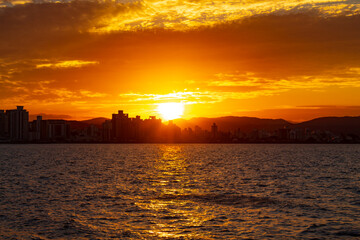 sunset over the city of Florianópolis Island , Santa Catarina, Brazil, florianopolis