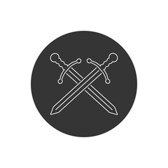 Sword vector line icon on white. Flat vector