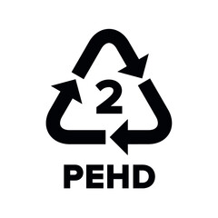 Plastic recycling code applied to packaging (PEHD, HDPE, PE). Vector sign.