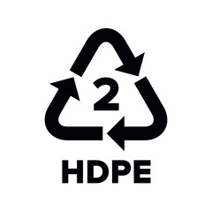 Plastic recycling code applied to packaging (PEHD, HDPE, PE). Vector sign.