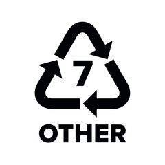 Plastic recycling code applied to packaging (O, OTHER). Vector sign.