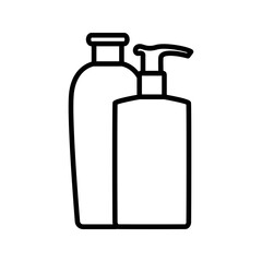 Cosmetic bottles. Beauty products line icon, vector illustration