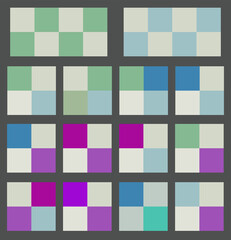 Colorful checkered geometric squares in row wide banner vector.Marketing advertise banner flat lay and copy space elements, icon, checkered social media. Flag. Checkered absract background collection.