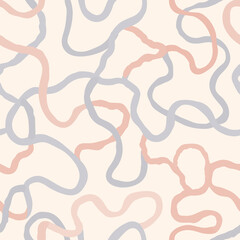Fototapeta premium Abstract seamless pattern with swirl lines. Ornamental drawn texture. Abstract backdrop with chaotic flowing wriggling lines. Creative tiled background.