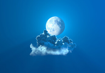 single night cloud with moon . design nature 3D rendering © Dancing Man