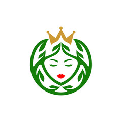 Beauty Queen Leaf Nature Logo Design