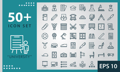 set of icons university and back to school