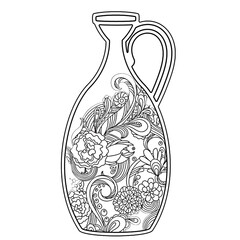 Mosaic Art Flower vase with flowers illustration