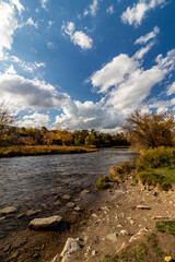 Wide open spaces on the riverside - Beautiful fall in Central Canada