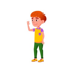 little boy greeting guests at home cartoon vector. little boy greeting guests at home character. isolated flat cartoon illustration