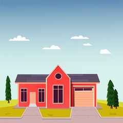 Modern simple family house with garage