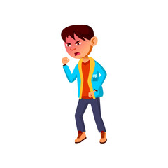 angry korean boy screaming at classmate on school playground cartoon vector. angry korean boy screaming at classmate on school playground character. isolated flat cartoon illustration