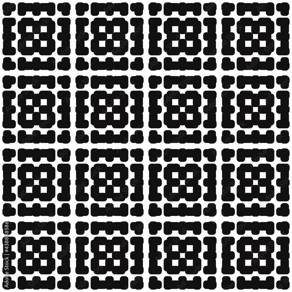 Poster black ornament. vector seamless squared pattern.