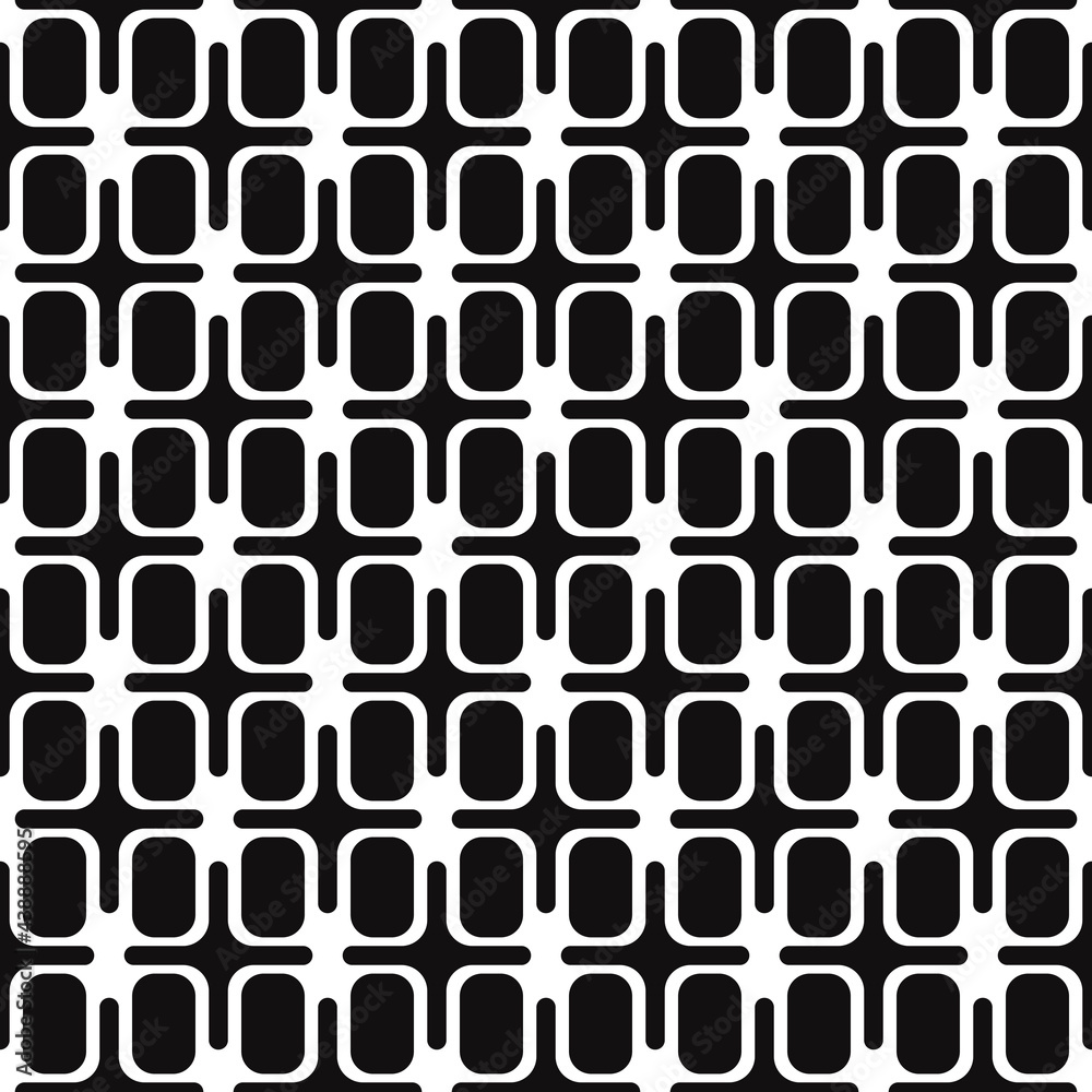 Poster Rounded tiles pattern. Black vector same shapes.