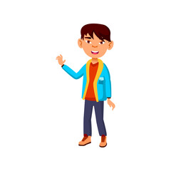 funny korean boy kid glad to see grandparents at home cartoon vector. funny korean boy kid glad to see grandparents at home character. isolated flat cartoon illustration