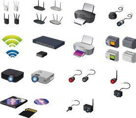 vector graphics of computer network devices and industrial automization