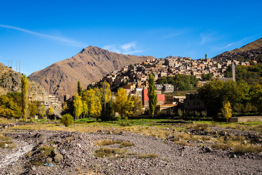 Aroumd is a small Berber village in the Ait Mizane Valley of the High Atlas Mountains of Morocco. Located in Toubkal national park near Marrakesh.