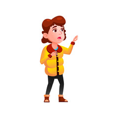 shocked girl in autumn season looking at rainy scary cloud in sky cartoon vector. shocked girl in autumn season looking at rainy scary cloud in sky character. isolated flat cartoon illustration