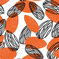 Almond nut vector seamless pattern. For fabric, textile, wallpaper in modern trendy style