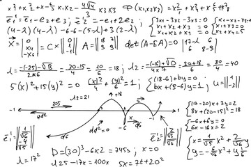 Mathematical formulas. Handwritten on a white background. 