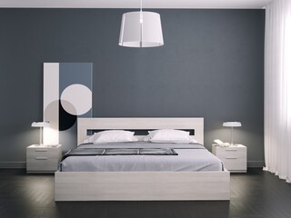3d rendering modern skandinavian bedroom	