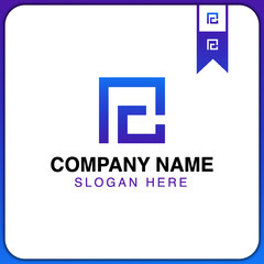 AC, CA, A and C, C and A, A, C, AC logo, CA logo, abstract letters logo monogram, Simple and minimal square-shaped lined logo design, isolated on purple and blue gradient background