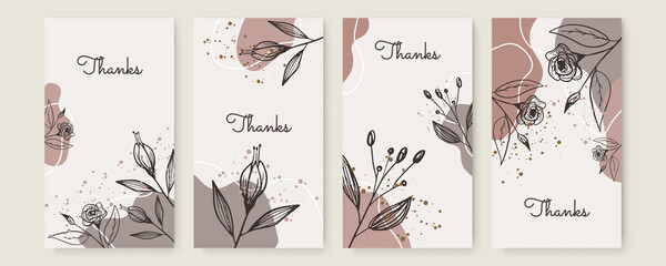 Beautiful collection of floral patterns. Holiday flower patterns for cards, invitations, package design