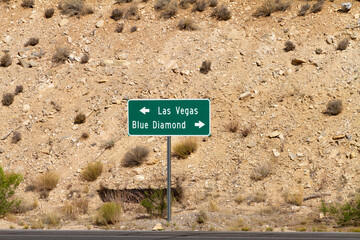 Las Vegas Blue Diamond green road sign with arrows