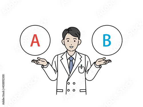 提案する医者 科学者 白衣を着た男性 選択 プラン イラスト素材 Wall Mural Senryu
