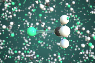 Bromomethane molecule. Conceptual molecular model. Chemical 3d rendering