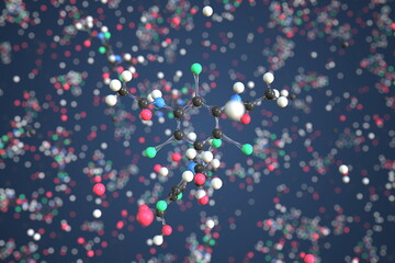 Molecule of Amidotrizoate. Molecular model, conceptual 3d rendering