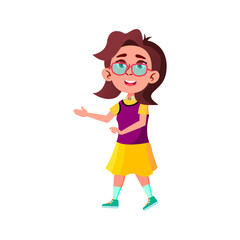 intelligence caucasian girl showing award in room cartoon vector. intelligence caucasian girl showing award in room character. isolated flat cartoon illustration