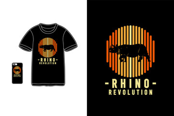 Rhino revolution,t-shirt merchandise siluet mockup typography