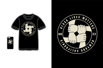 Black lives matter ,t-shirt merchandise siluet mockup typography